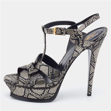 Saint Laurent Tribute Python Platform Sandals 